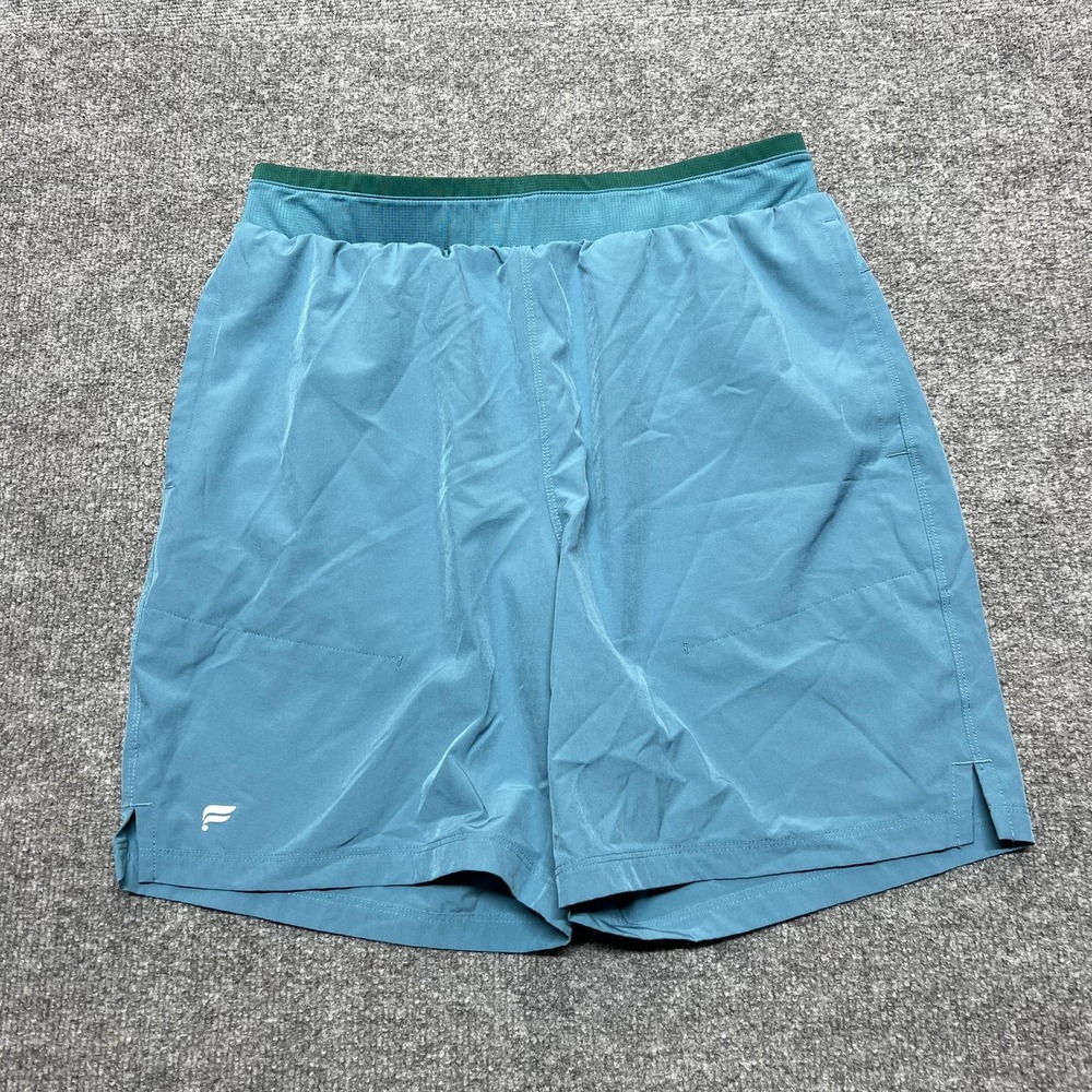 Fabletics Shorts Mens Medium Blue Athletic Microfiber 7 Inseam Pockets Gym